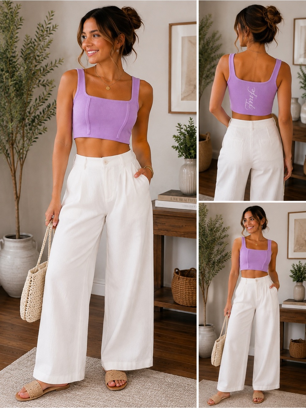 Lilac Purple Corset Style Knit Crop Top Square Neck Size Medium